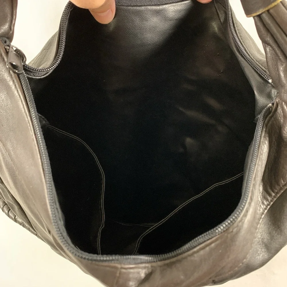 VTG 90s Carlo Amboldi Womens Leather Hobo Bag Shoulder Purse Brown Italy Slouchy